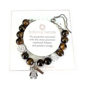 Balance Beads tiger eye hope silver plated bracelet owl